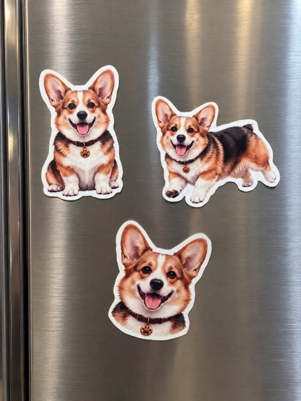3 Pembroke Welsh Corgi Dog Magnets Refrigerator Fridge Decor Puppy Gift Set